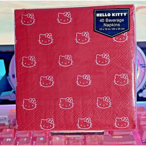 Sanrio Hello Kitty Napkins Classic Red 10”x10” 2023 40 Beverage Cocktail Paper